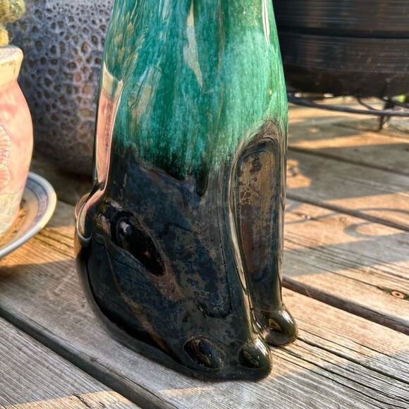 Vintage 70s Blue Mountain Pottery Green Glazed Hound Dog - Picture 6 of 16